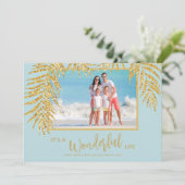 Kerstfoto van Tropische palmbomen Feestdagenkaart (Staand voorkant)