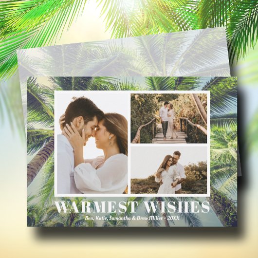 Kerstfoto van Tropische palmbomen Feestdagenkaart