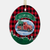 kerstfoto van Truck Red Buffalo Keramisch Ornament (Rechts)