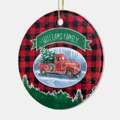 kerstfoto van Truck Red Buffalo Keramisch Ornament (Links)