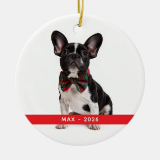 Kerstfoto van uw familiehond keramisch ornament