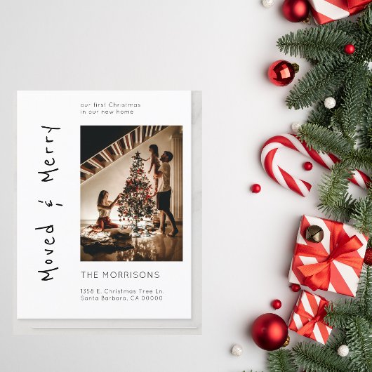 Kerstfoto verplaatst en Merry New Address Moving Briefkaart