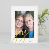 Kerstfoto verticaal - Script Gold JOY - Folie Feestdagenkaart (Staand Voorkant)