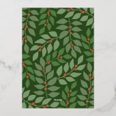 kerstfoto verticaal - Script Gold JOY in Folie Feestdagenkaart (Achterkant)