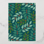 kerstfoto verticaal - Script Gold JOY in Folie Feestdagenkaart (Achterkant)