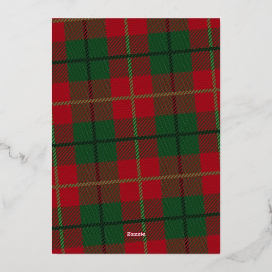 Kerstfoto Verticaal - Script Gold JOY plaid Folie Feestdagenkaart (Achterkant)