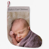 Kerstfoto voor baby's eerste kerstfeest kleine kerstsok (Voorkant)
