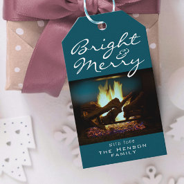 Kerstfoto voor branden van lichte en fijne branden cadeaulabel