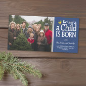 Kerstfoto voor christenen - Een kind is geboren Feestdagenkaart
