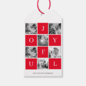 kerstfoto voor collage | Red Joyful Cadeaulabel (Voorkant)