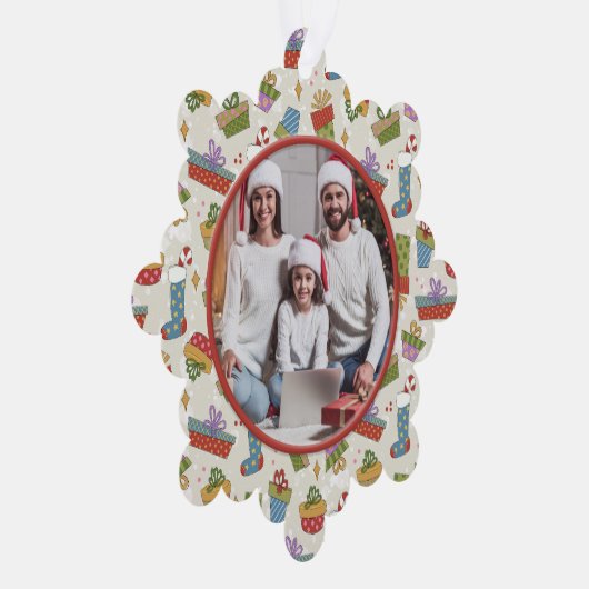kerstfoto voor familie ornament kaart (Rechts)