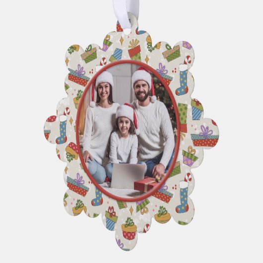 kerstfoto voor familie ornament kaart (Links)