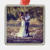 Kerstfoto voor gehuwde Passen getrouwd Metalen Ornament (Voorkant)