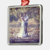 Kerstfoto voor gehuwde Passen getrouwd Metalen Ornament (Links)