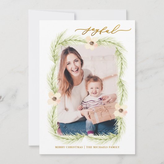 Kerstfoto voor Joyful Branches Feestdagenkaart (Voorkant)