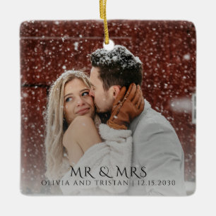 Kerstfoto voor meneer en mevrouw keramisch ornament