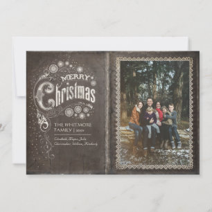  kerstfoto voor oud boek Merry Feestdagenkaart