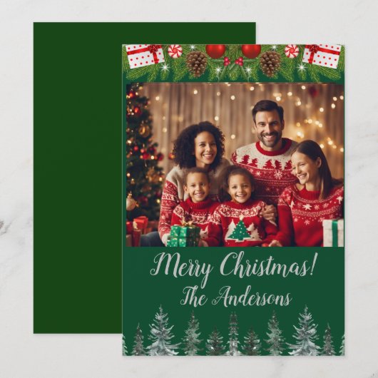 Kerstfoto Vrolijk kerstfeest! kerstkaart Kaart (Voorkant / Achterkant)