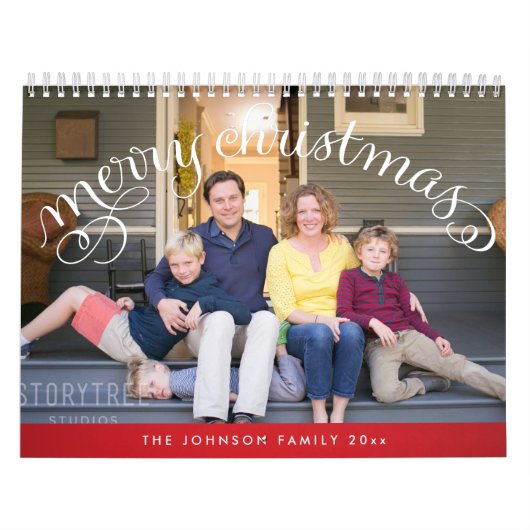 Kerstfoto vrolijk kerstfeest rood kalender (Hoes)