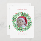 KERSTFOTO | Watercolor Krans Feestdagenkaart (Voorkant / Achterkant)