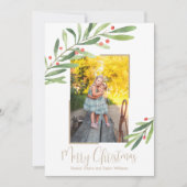 kerstfoto waterverf Berries Feestdagenkaart (Voorkant)