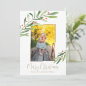 kerstfoto waterverf Berries Feestdagenkaart (Staand voorkant)