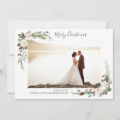 Kerstfoto Waterverf bessen en boughs Feestdagenkaart (Voorkant)