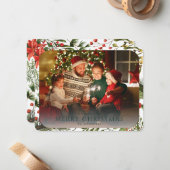 Kerstfoto Waterverf Bloemenvakantie Notitiekaartje (Voorkant / Achterkant in situ)