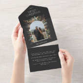 kerstfoto waterverf botanische flora all in one uitnodiging (Afscheurbaar)