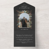 kerstfoto waterverf botanische flora all in one uitnodiging (Binnen)