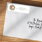 Kerstfoto Waterverf groen krans gebladerte Etiket