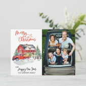 Kerstfoto Waterverf Rustic Barn Boerderij winter Feestdagenkaart (Staand voorkant)