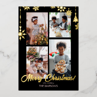 Kerstfoto Wenskaart | Folie belettering Folie Uitnodiging