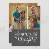 kerstfoto-Wenskaart - Merry & Bright Feestdagenkaart (Voorkant / Achterkant)