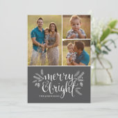 kerstfoto-Wenskaart - Merry & Bright Feestdagenkaart (Staand voorkant)