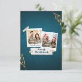kerstfoto Wenskaart met groene teksten (Staand voorkant)