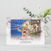 Kerstfoto White Bokeh Red ombardeerd Feestdagenkaart (Staand voorkant)