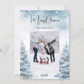 Kerstfoto winter sneeuw feestdagenkaart (Voorkant)