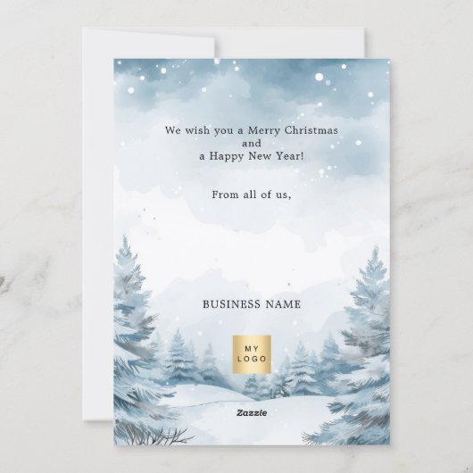 Kerstfoto winterlandschap bedrijf feestdagenkaart (Achterkant)