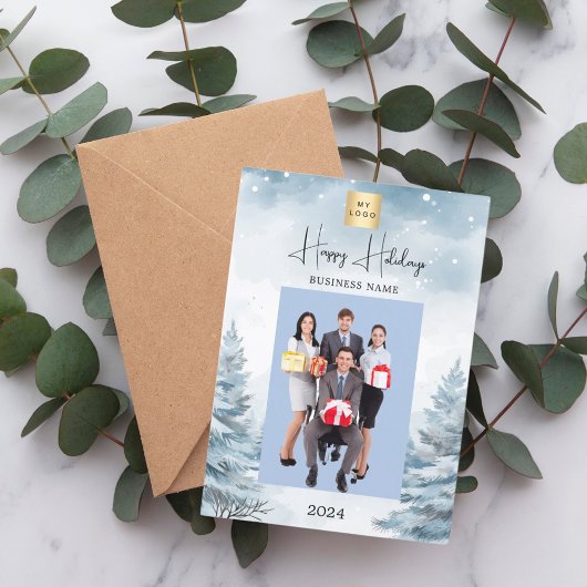 Kerstfoto winterlandschap bedrijf feestdagenkaart