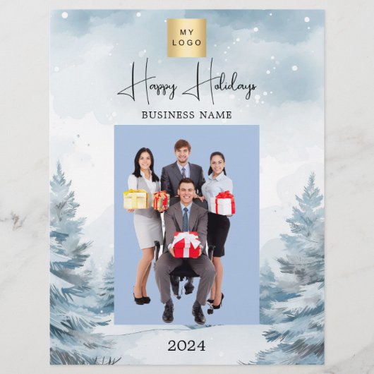 Kerstfoto winterlandschap bedrijf flyer (Voorkant)