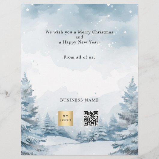 Kerstfoto winterlandschap bedrijf flyer (Achterkant)