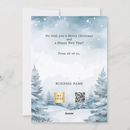 Kerstfoto winterlandschap bedrijf QR Feestdagenkaart (Achterkant)