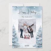 Kerstfoto winterlandschap feestdagenkaart (Voorkant)