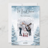 Kerstfoto winterlandschap feestdagenkaart (Voorkant)