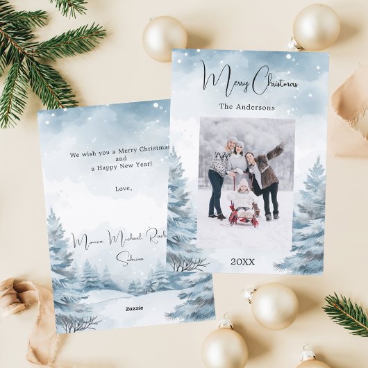 Kerstfoto winterlandschap feestdagenkaart