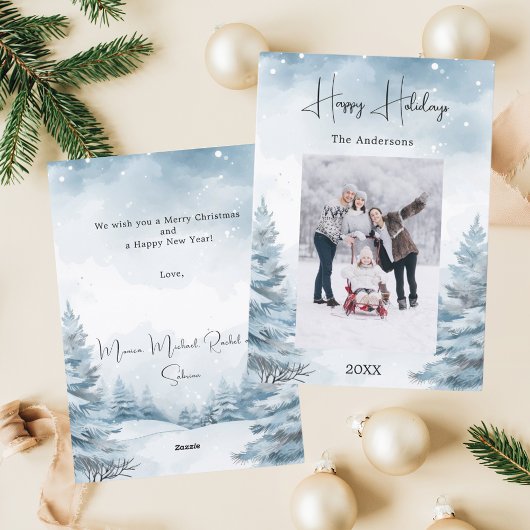 Kerstfoto winterlandschap feestdagenkaart