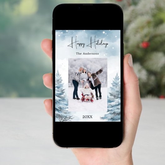 Kerstfoto winterlandschap feestdagenkaart