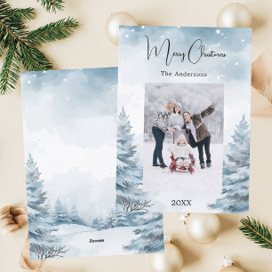 Kerstfoto winterlandschap feestdagenkaart