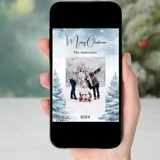 Kerstfoto winterlandschap feestdagenkaart